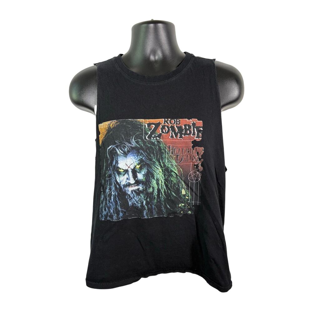 Rob Zombie Hellbilly Deluxe Cut Off Tank Top Large Black Band Shirt